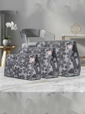  net fabric makeup jewellery organizer cosmetic necklace pouch vanity traveling kit for women (set of 3 grey) 4