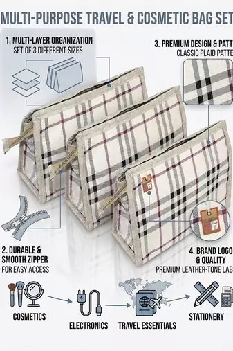  multipurpose makeup kit bag pouches jewelry travel pouch toiletry shaving cosmetic organizer bag set of 3