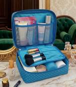 makeup storage box cosmetic vanity toiletry necklace travel organizer jewellery pouch for women (sky)