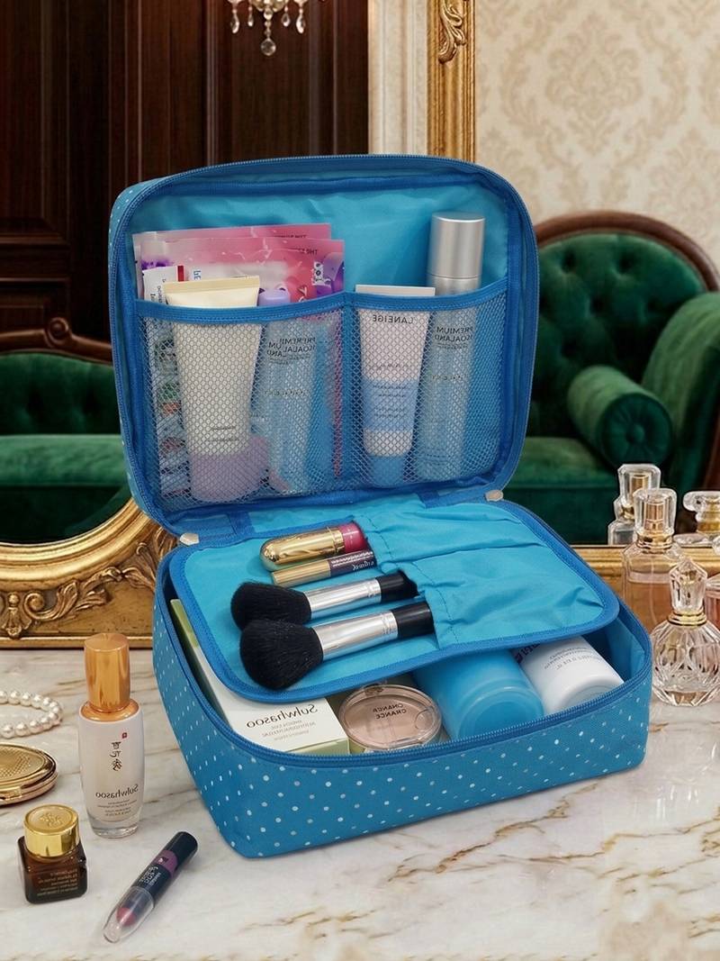  makeup storage box cosmetic vanity toiletry necklace travel organizer jewellery pouch for women (sky)
