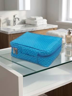  makeup storage box cosmetic vanity toiletry necklace travel organizer jewellery pouch for women (sky) 2