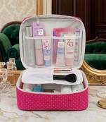  makeup storage box cosmetic vanity toiletry necklace travel organizer jewellery pouch for women (pink)