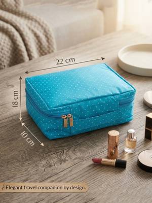  makeup storage box cosmetic vanity toiletry necklace travel organizer jewellery pouch for women (sky) 5