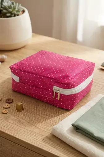  makeup storage box cosmetic vanity toiletry necklace travel organizer jewellery pouch for women (pink)