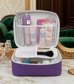  makeup storage box cosmetic vanity toiletry necklace travel organizer jewellery pouch for women (purple)