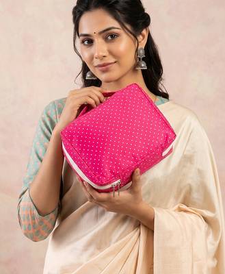  makeup storage box cosmetic vanity toiletry necklace travel organizer jewellery pouch for women (pink) 4
