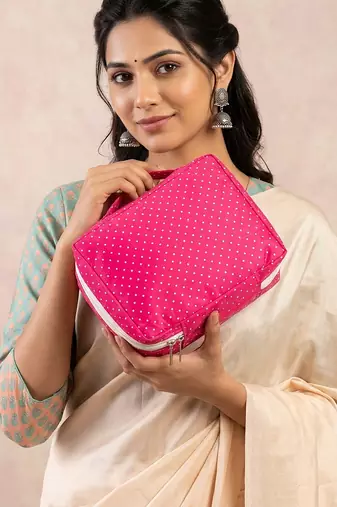  makeup storage box cosmetic vanity toiletry necklace travel organizer jewellery pouch for women (pink)