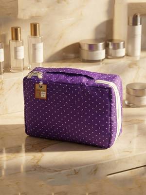  makeup storage box cosmetic vanity toiletry necklace travel organizer jewellery pouch for women (purple) 2