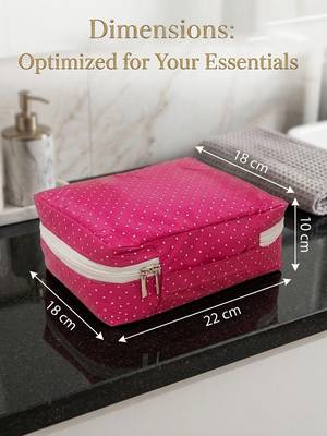  makeup storage box cosmetic vanity toiletry necklace travel organizer jewellery pouch for women (pink) 5