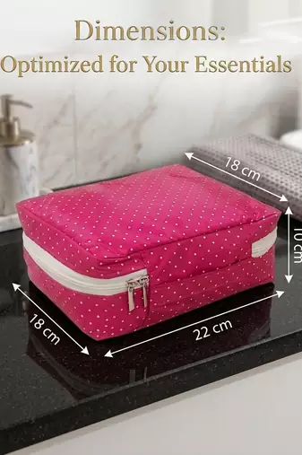  makeup storage box cosmetic vanity toiletry necklace travel organizer jewellery pouch for women (pink)