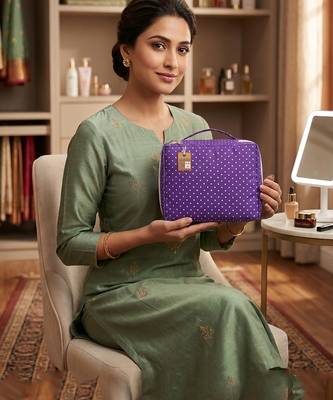  makeup storage box cosmetic vanity toiletry necklace travel organizer jewellery pouch for women (purple) 3