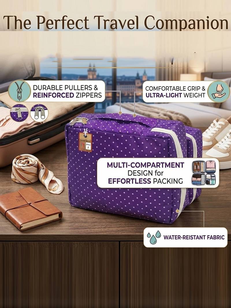  makeup storage box cosmetic vanity toiletry necklace travel organizer jewellery pouch for women (purple)