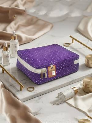  makeup storage box cosmetic vanity toiletry necklace travel organizer jewellery pouch for women (purple) 5