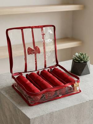  satin bangle box for women jewellery pouch 4 rod bangle storage box chudi set bracelets organizer (maroon) 2