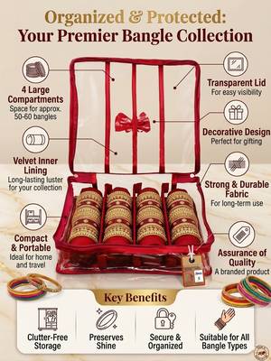 satin bangle box for women jewellery pouch 4 rod bangle storage box chudi set bracelets organizer (maroon) 4