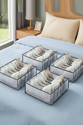 storage organizer for bra clothes mesh almirah wardrobe storage  grey