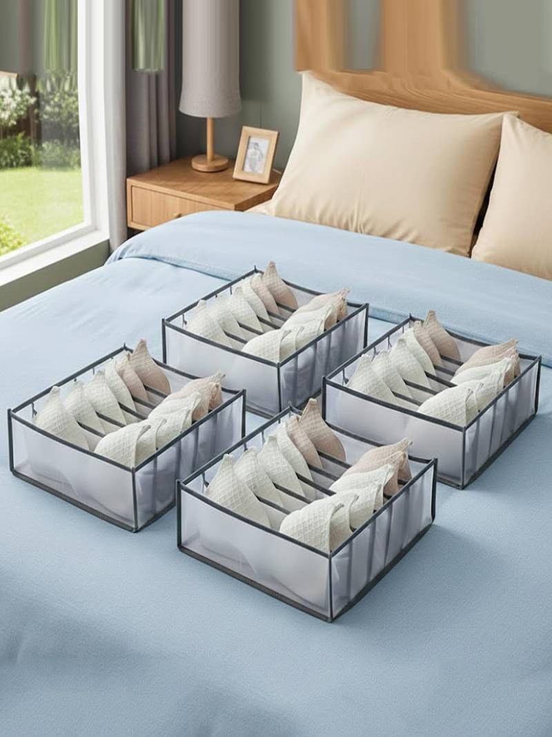  storage organizer for bra clothes mesh almirah wardrobe storage  grey