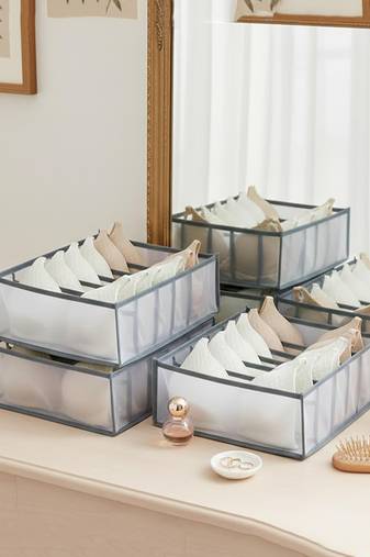  storage organizer for bra clothes mesh almirah wardrobe storage   grey