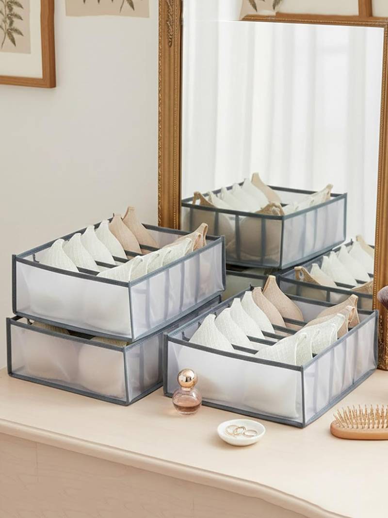  storage organizer for bra clothes mesh almirah wardrobe storage   grey
