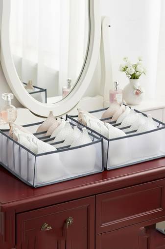  storage organizer for bra clothes mesh almirah wardrobe storage   grey
