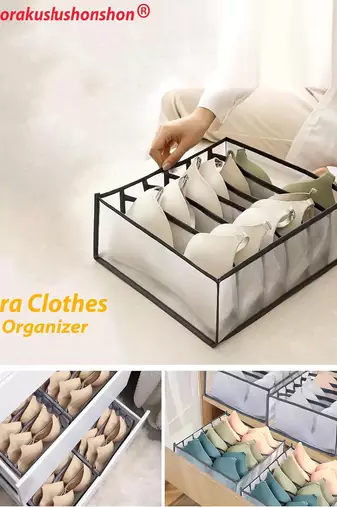 storage organizer for bra clothes mesh almirah wardrobe storage   grey