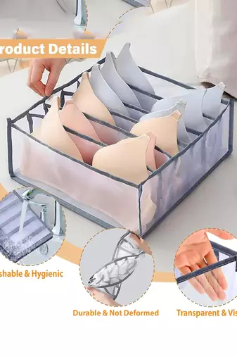  storage organizer for bra clothes mesh almirah wardrobe storage   grey