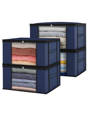  garment storage bag wardrobe bag underbed cloth organizer, storage box for clothes saree bags blue 1