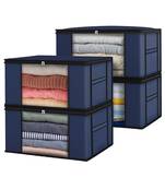  garment storage bag wardrobe bag underbed cloth organizer, storage box for clothes saree bags blue