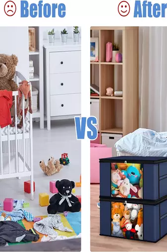   garment storage bag wardrobe bag underbed cloth organizer, storage box for clothes saree bags blue