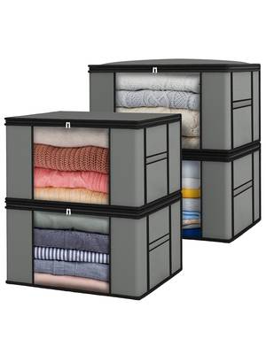  garment storage bag wardrobe bag underbed cloth organizer, storage box for clothes saree bags grey 1