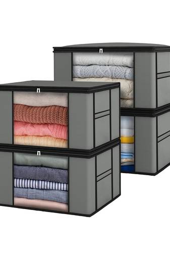  garment storage bag wardrobe bag underbed cloth organizer, storage box for clothes saree bags grey
