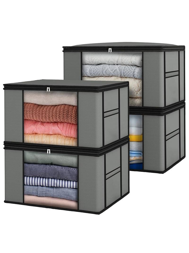  garment storage bag wardrobe bag underbed cloth organizer, storage box for clothes saree bags grey