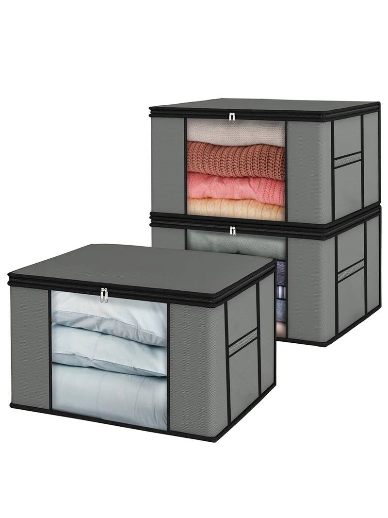   garment storage bag wardrobe bag underbed cloth organizer, storage box for clothes saree bags grey