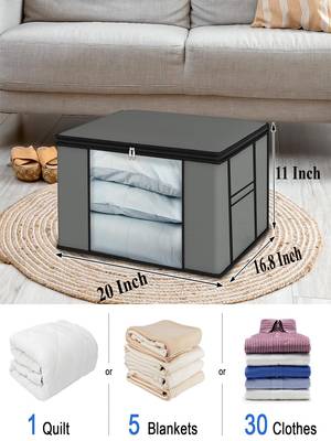  garment storage bag wardrobe bag underbed cloth organizer, storage box for clothes saree bags grey 4