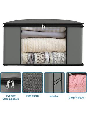   garment storage bag wardrobe bag underbed cloth organizer, storage box for clothes saree bags grey 2