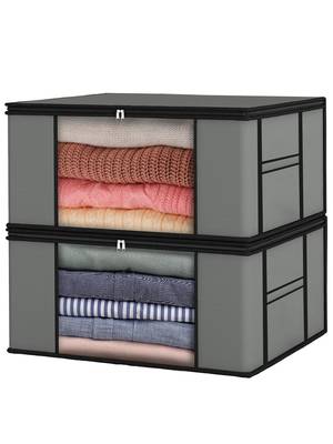  garment storage bag wardrobe bag underbed cloth organizer, storage box for clothes saree bags grey 1
