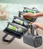  hanging roll-up makeup bag/toiletry kit/travel organizer for women 4 removable storage jewellery bags
