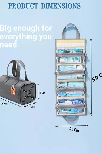  hanging roll-up makeup bag/toiletry kit/travel organizer for women 4 removable storage jewellery bags