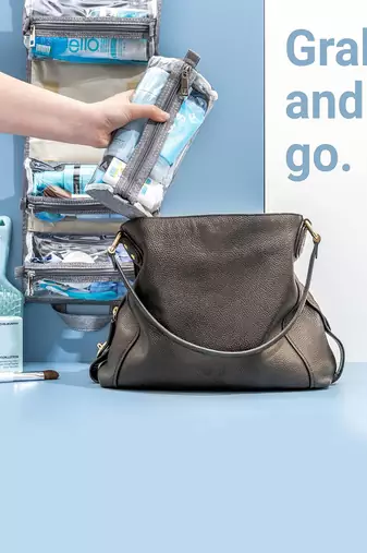  hanging roll-up makeup bag/toiletry kit/travel organizer for women 4 removable storage jewellery bags
