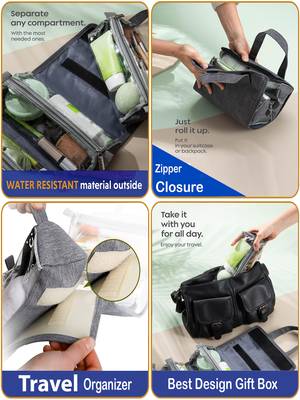  hanging roll-up makeup bag/toiletry kit/travel organizer for women 4 removable storage jewellery bags 5