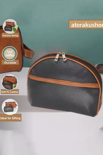 Leather Cosmetic & Toiletry Travel Organizer Pouch Set of 2