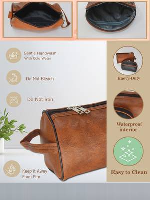 Leather Cosmetic & Toiletry Travel Organizer Pouch Set of 2 3