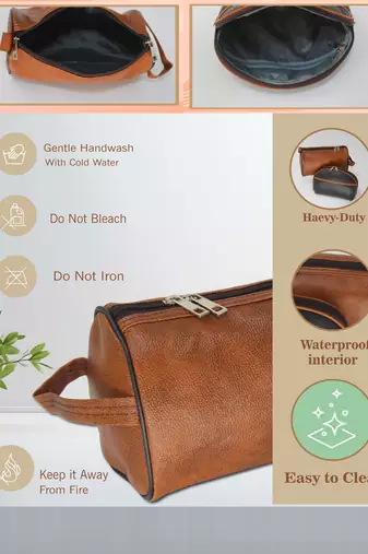 Leather Cosmetic & Toiletry Travel Organizer Pouch Set of 2