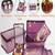   satin jewellery organizer necklace pouch ring earrings tops studs with 5 pouch for women (purple)