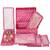   satin jewellery organizer necklace pouch ring earrings tops studs with 5 pouch for women (pink)