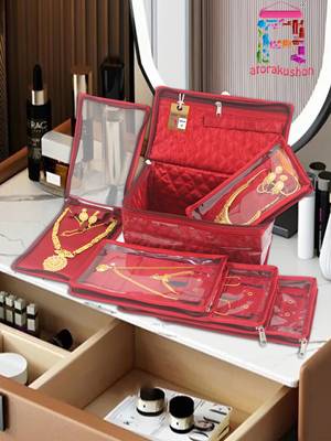   satin jewellery organizer necklace pouch ring earrings tops studs with 5 pouch for women 3