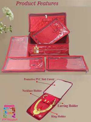   satin jewellery organizer necklace pouch ring earrings tops studs with 5 pouch for women 4
