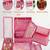   satin jewellery organizer necklace pouch ring earrings tops studs with 5 pouch for women (pink)