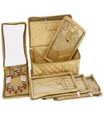   satin jewellery organizer necklace pouch ring earrings tops studs with 5 pouch for women (golden)