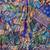 Blue soft chinnon printed saree with mirror & sequins work